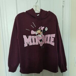 Primark Disney Minney Mouse Women’s Sweatshirt Wine and Pink logo Medium